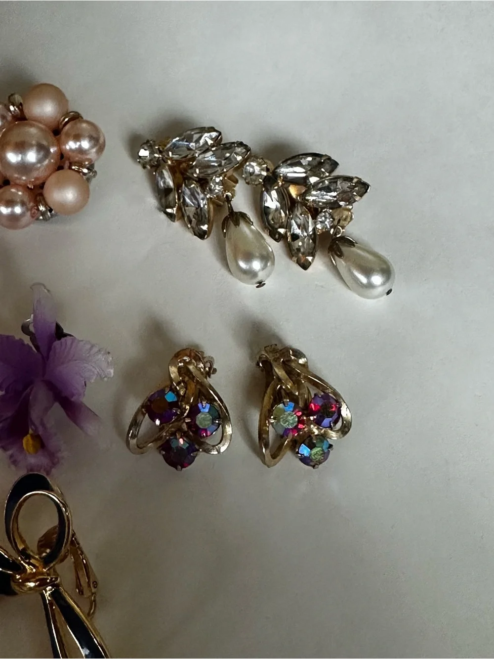 Vintage Clip-on Costume Jewelry Earrings lot of 7 pair